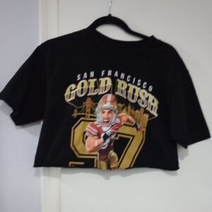 San Francisco 49ers Gold Rush Womens Black Graphic Crop Tee